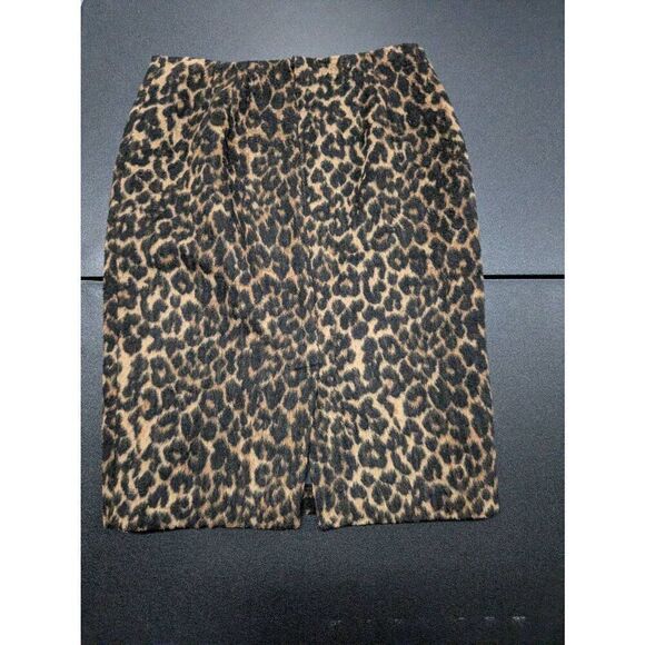 Talbots Fuzzy Wool Blend Leopard Print Pencil Skirt Women's Size 2 - Picture 2 of 7